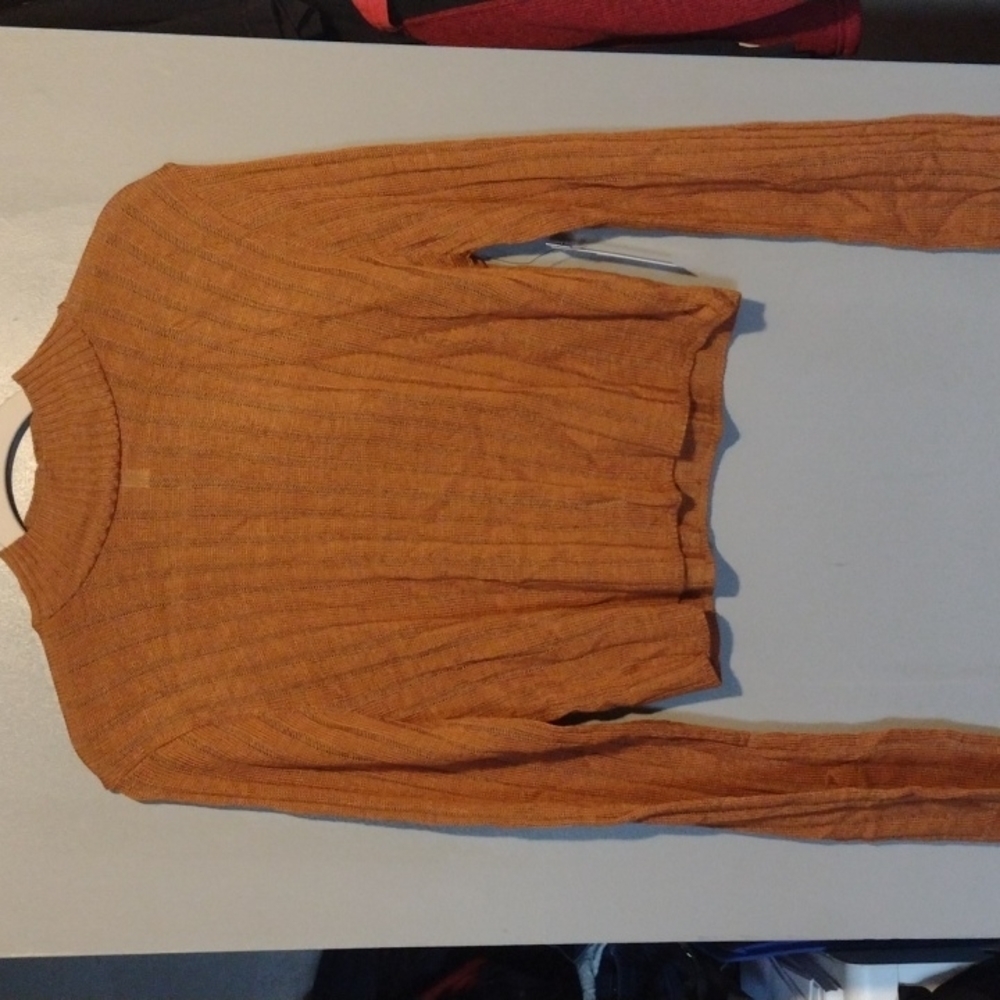 NEW Abound Burnt Orange Ribbed Knit Long Sleeve Cropped Sweater Size XS Top